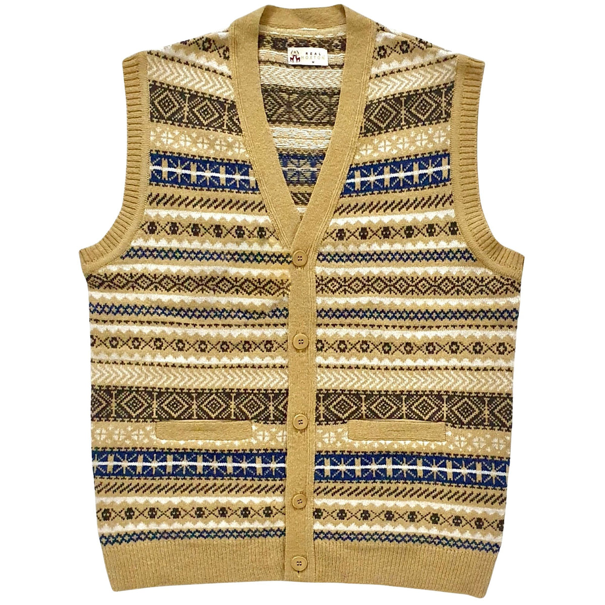 Real Hoxton Fair Isle Sleeveless Cardigan - Bronze