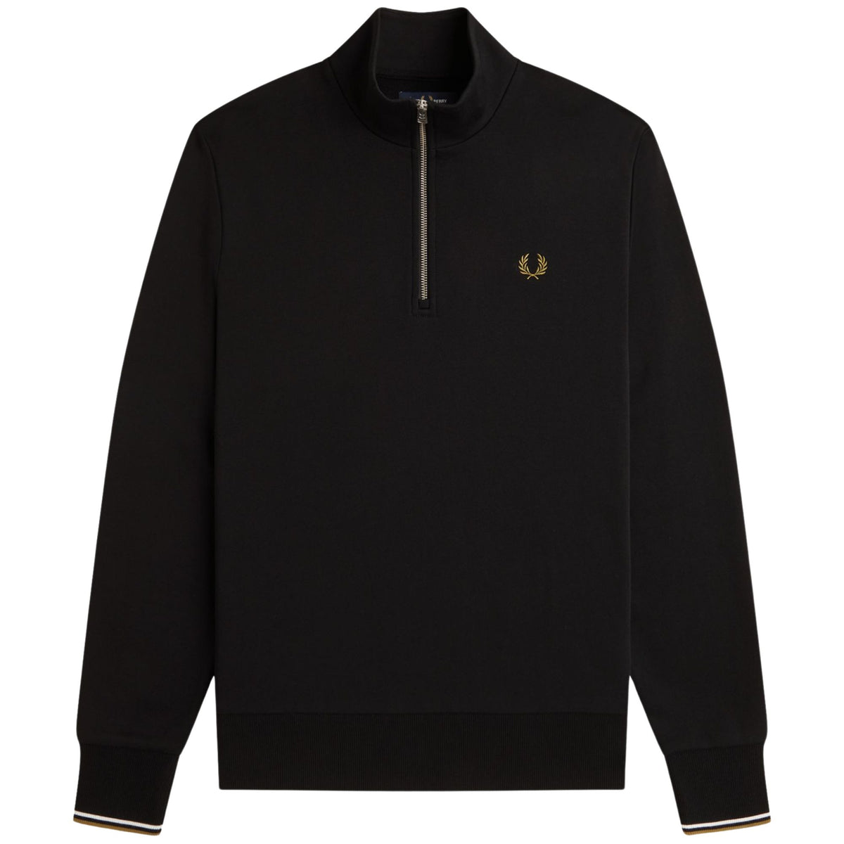 Fred Perry Half Zip Sweatshirt - Black/Snow White/Bronze