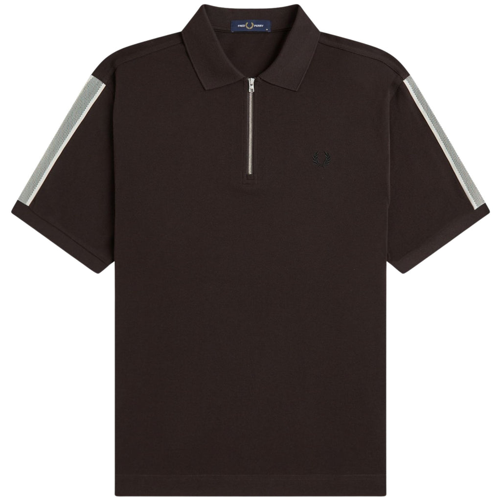 Fred Perry Tennis Net Tape Polo Shirt - Rich Brown