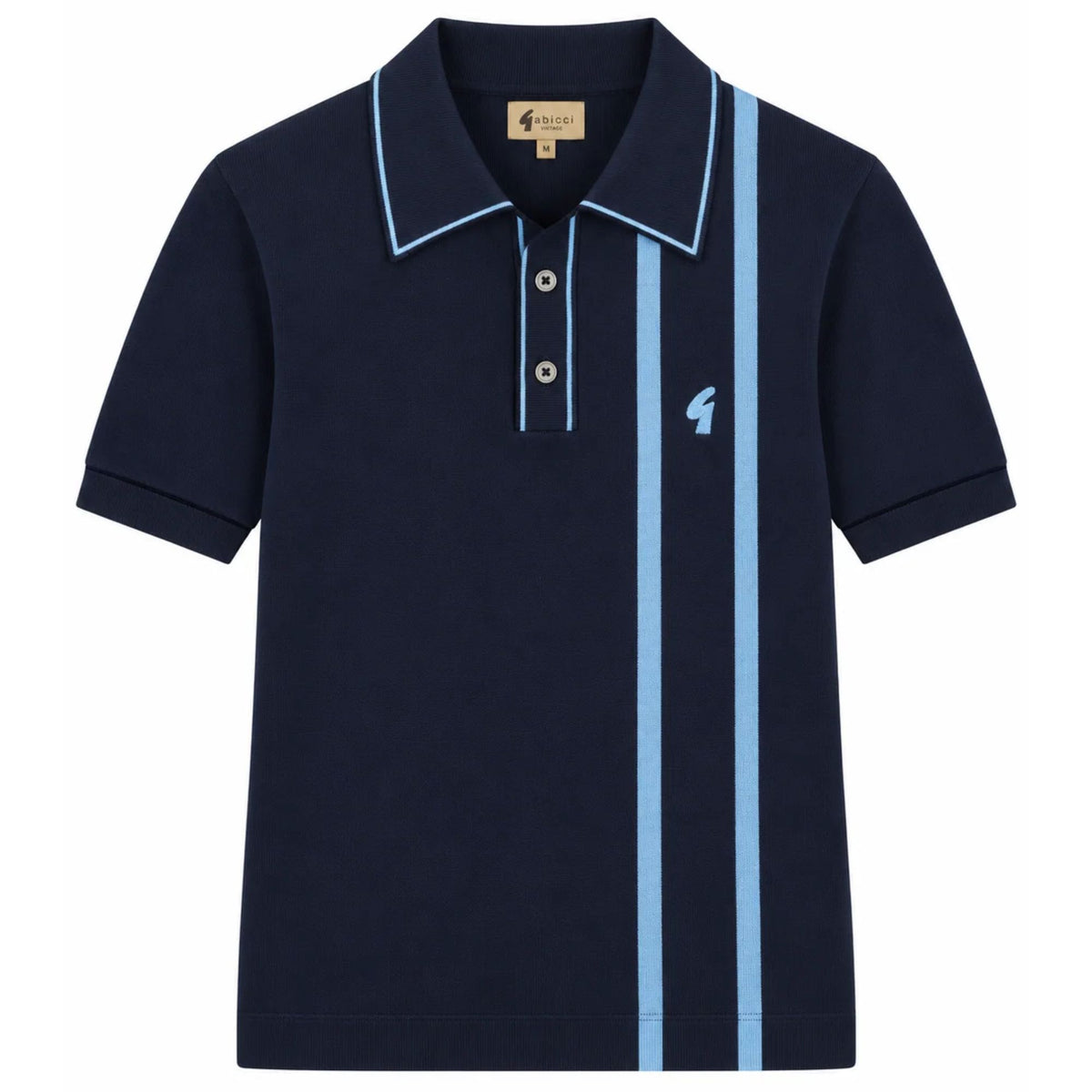 Gabicci Vintage Beckenham Short Sleeve Knit Polo - Navy