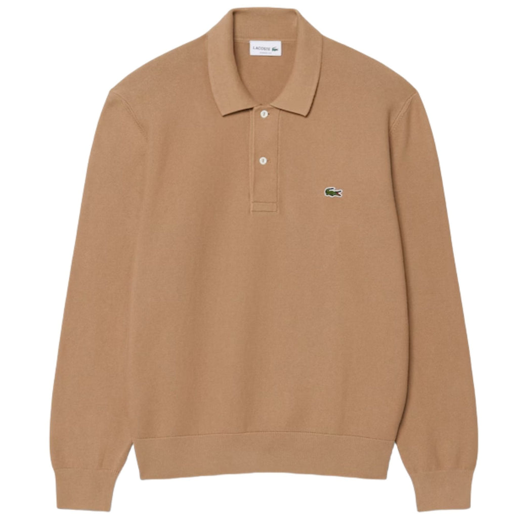 Lacoste Classic Fit Long Sleeved Knitted Polo Shirt - Brown