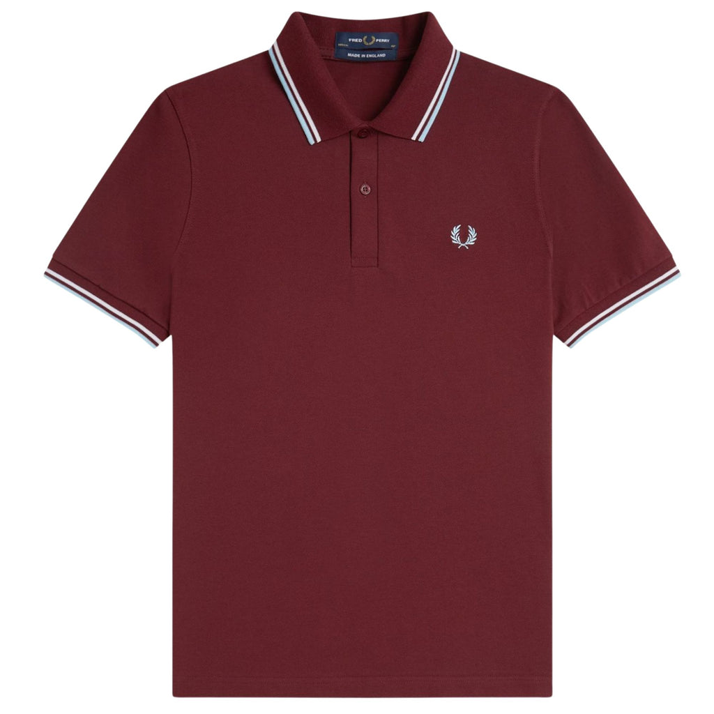 Fred Perry Reissues M12 Twin Tipped Polo - Maroon/White/Ice