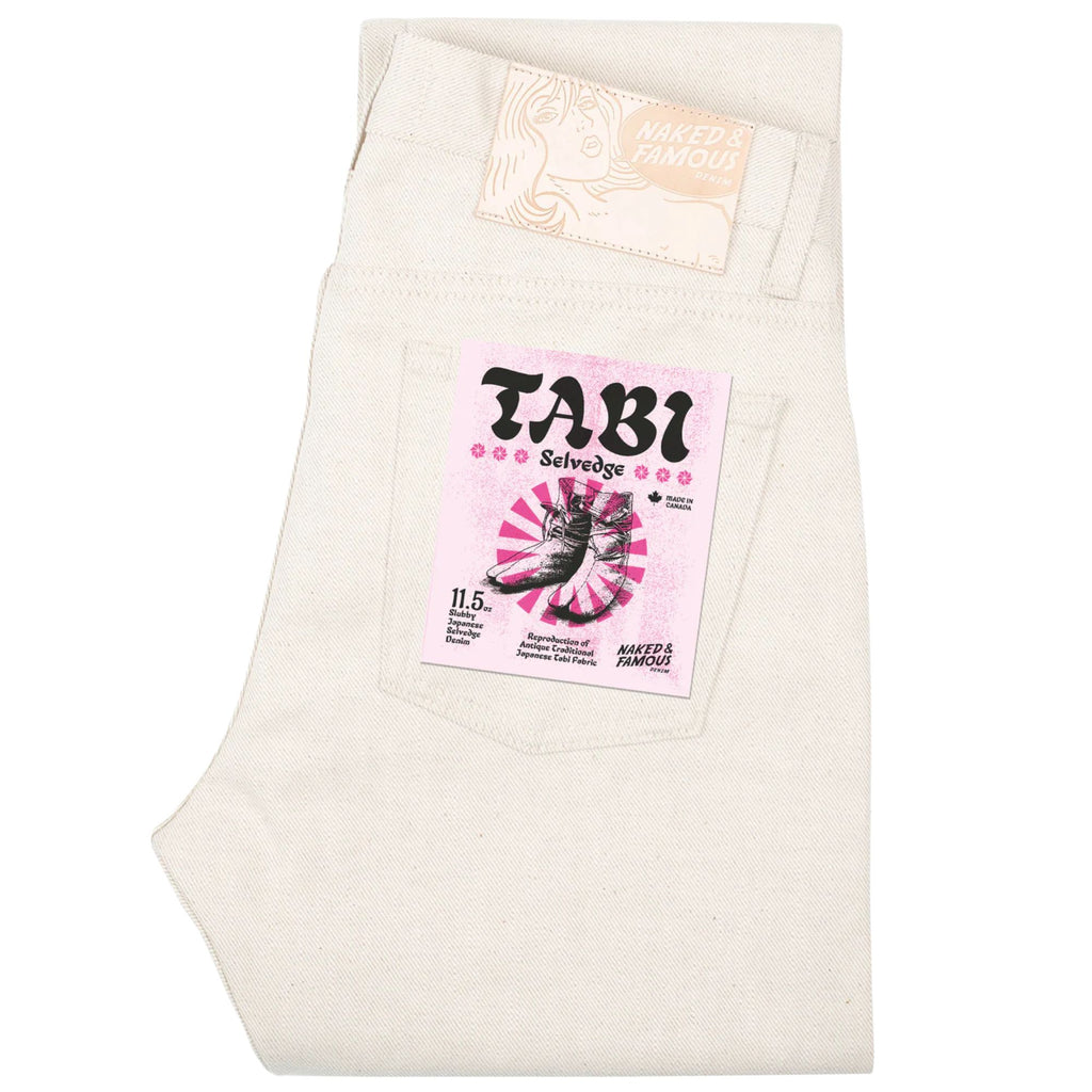 Naked and Famous Denim Weird Guy Tabi Selvedge - Off White