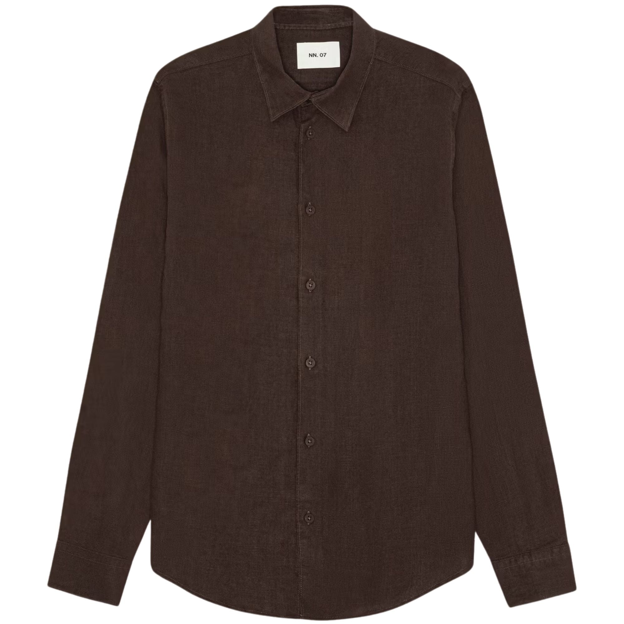 Enzo Classic Collar Linen Shirt - Truffle