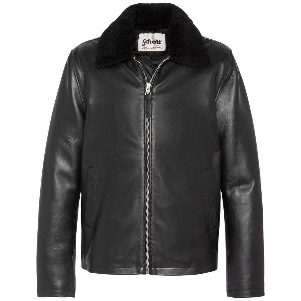 Schott Casual Lambskin Leather Jacket - Black