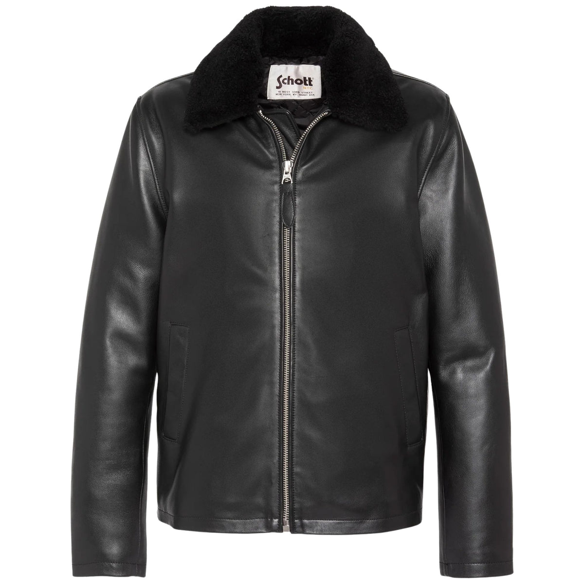 Schott Casual Lambskin Leather Jacket - Black