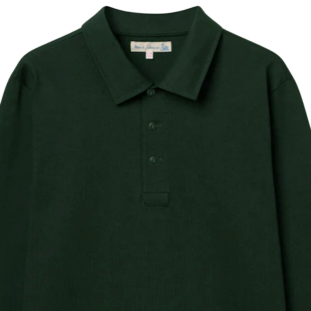 Merz b Schwanen 2MPOLO01LS Mid-Century Machine Refined Fit Polo Longsleeve - Forest