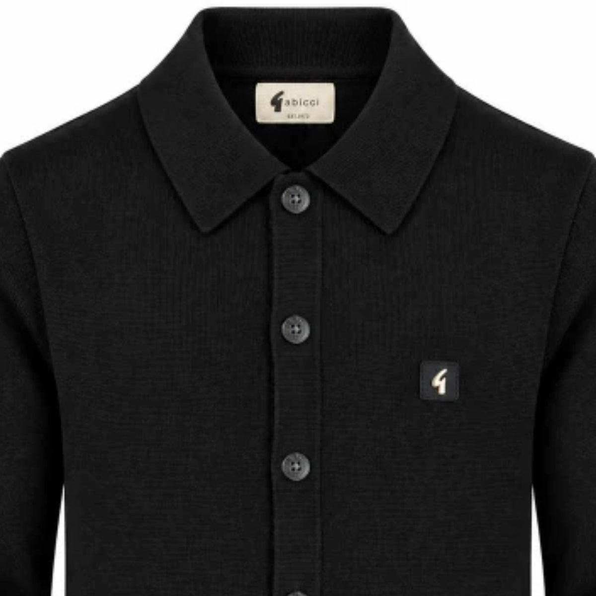 Gabicci Vintage Azima Long Sleeve Plain Knitted Button-Thru - Black