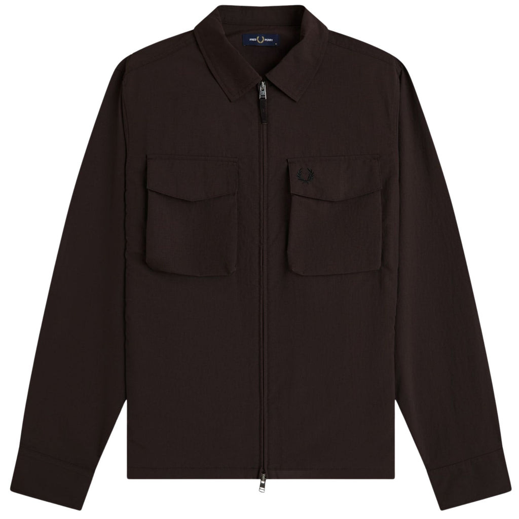 Fred Perry Ripstop Pocket Overshirt - Rich Brown