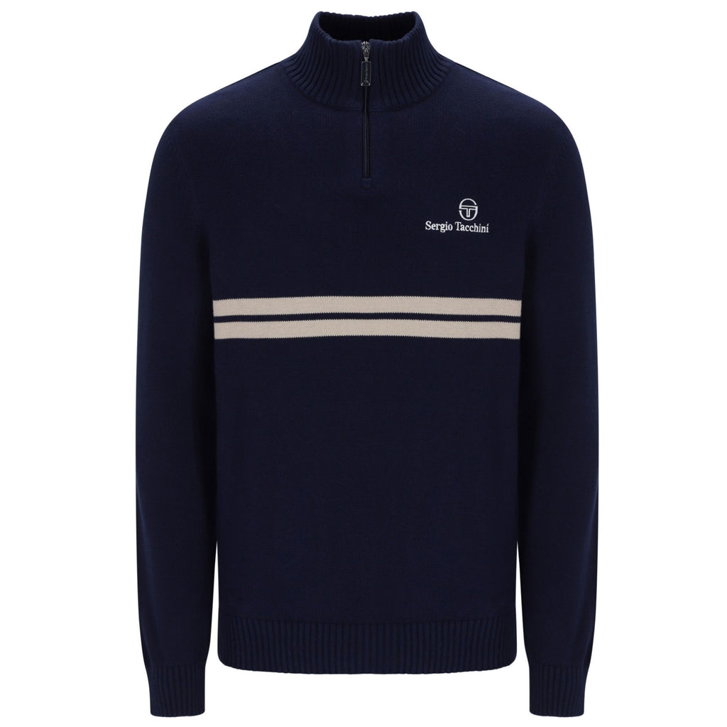 Sergio Tacchini New Dallas 1/4 Zip Knitted Top - Maritime Dallas/Peyote