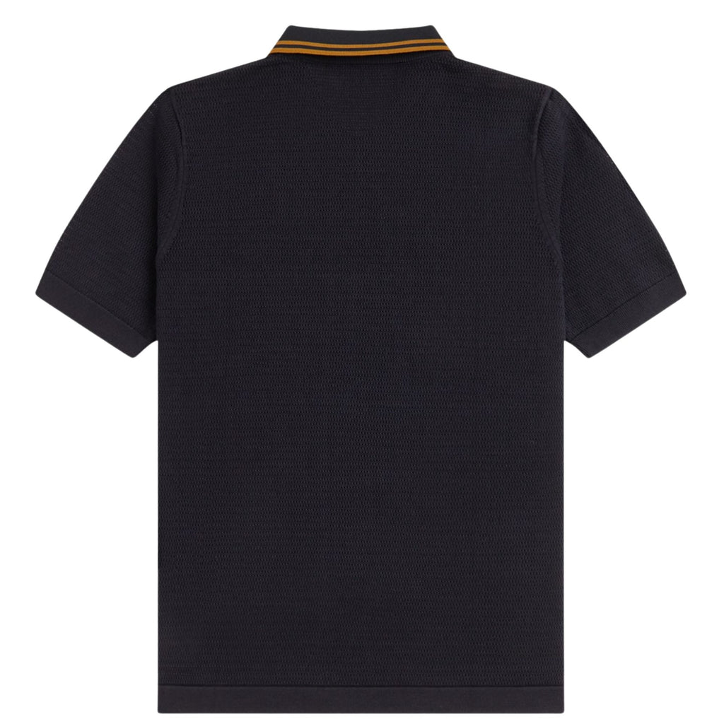Fred Perry Pointelle Knitted Shirt - Black