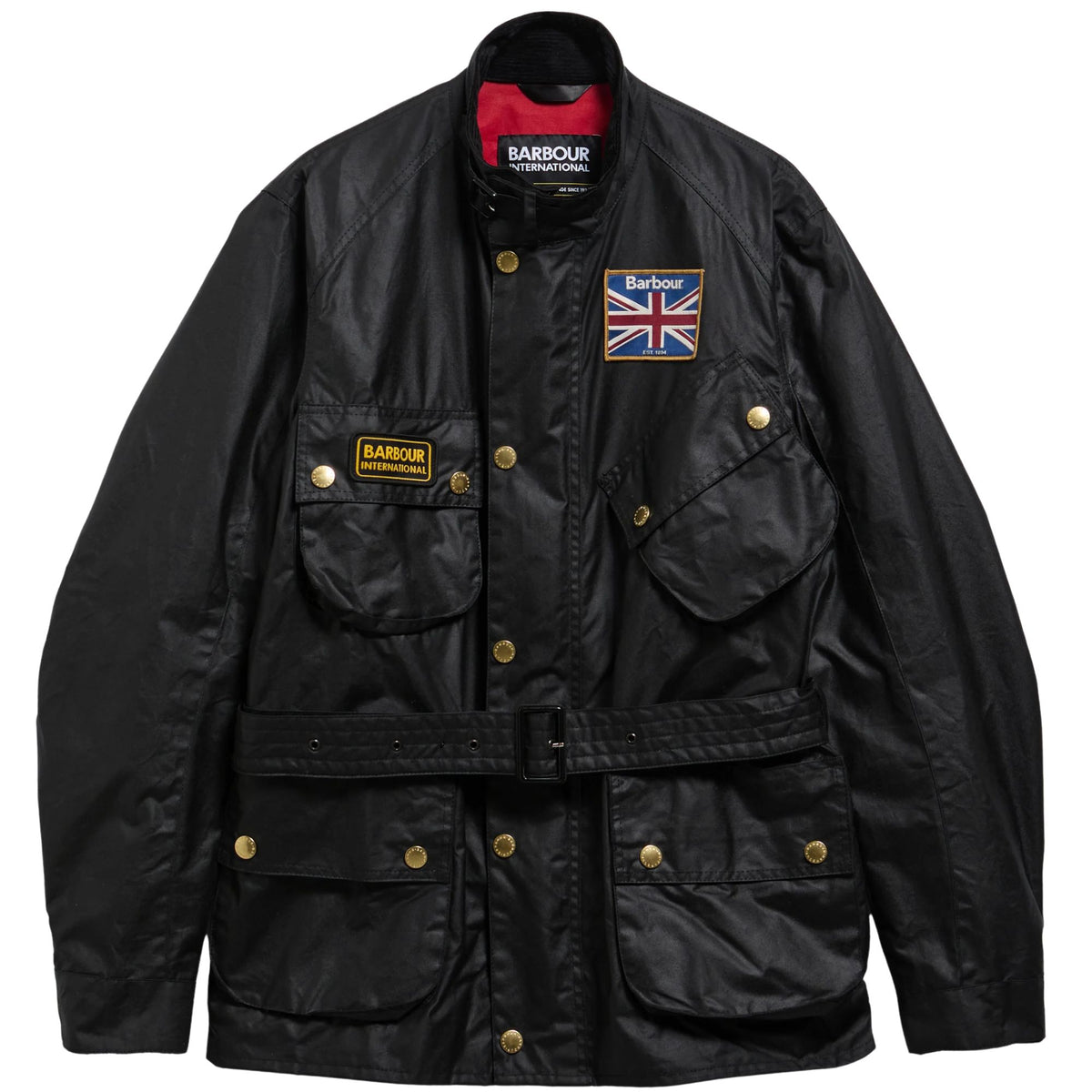 Barbour International Union Jack Wax Jacket - Black