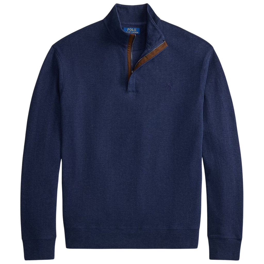 Polo Ralph Lauren Herringbone Print Quarter Zip Pullover - Spring Navy Heather