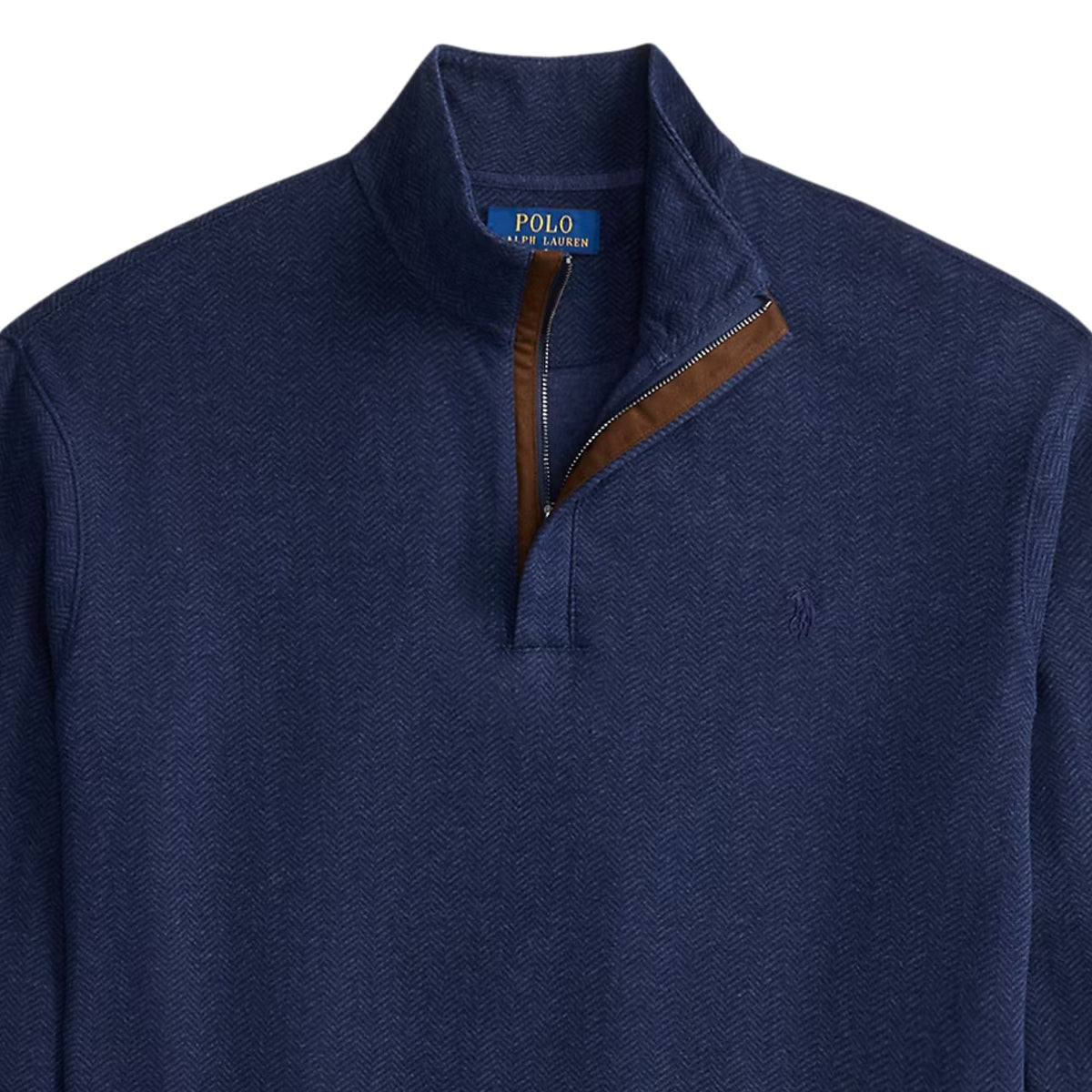 Polo Ralph Lauren Herringbone Print Quarter Zip Pullover - Spring Navy Heather