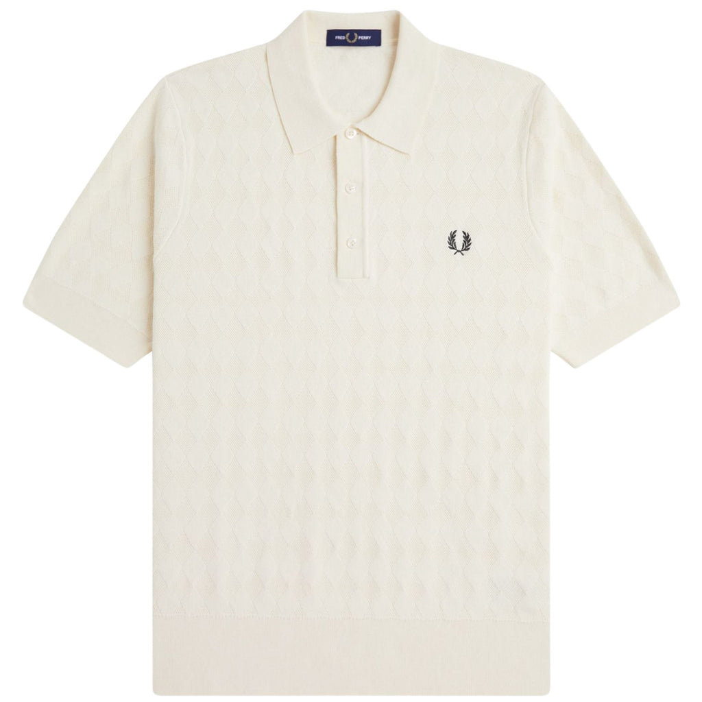Fred Perry Pointelle Knitted Shirt - Ecru