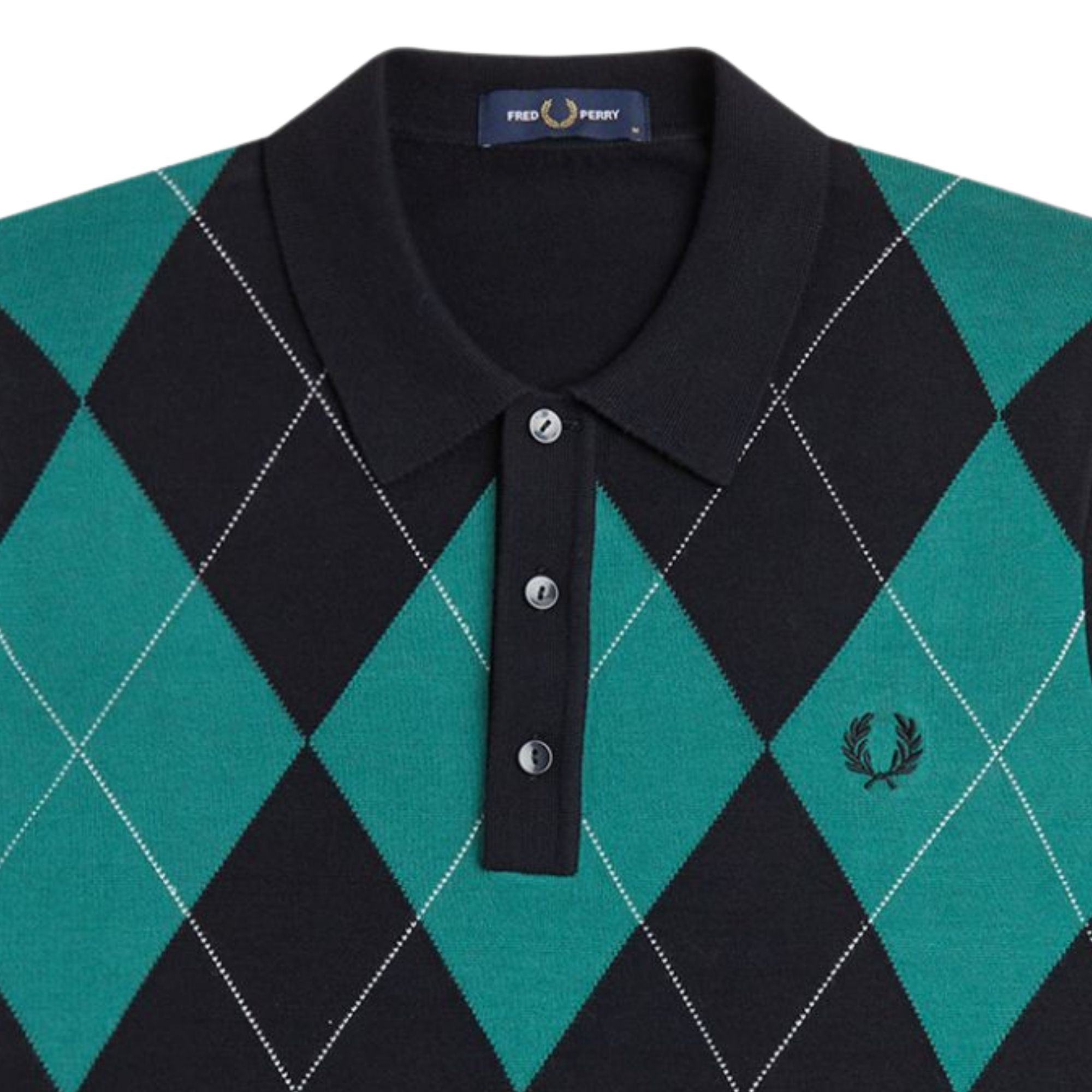 Fred Perry Argyle Knitted Shirt - Black