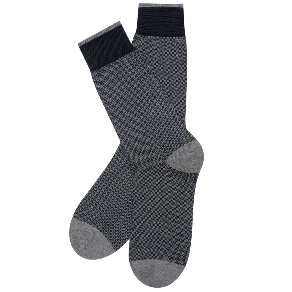 Stuarts London Brian Oak Geometric Pattern Socks - Steel Grey