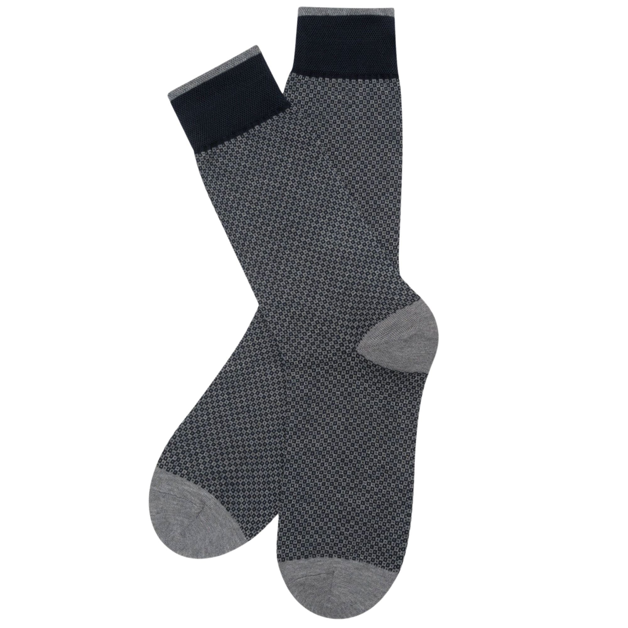 Stuarts London Brian Oak Geometric Pattern Socks - Steel Grey