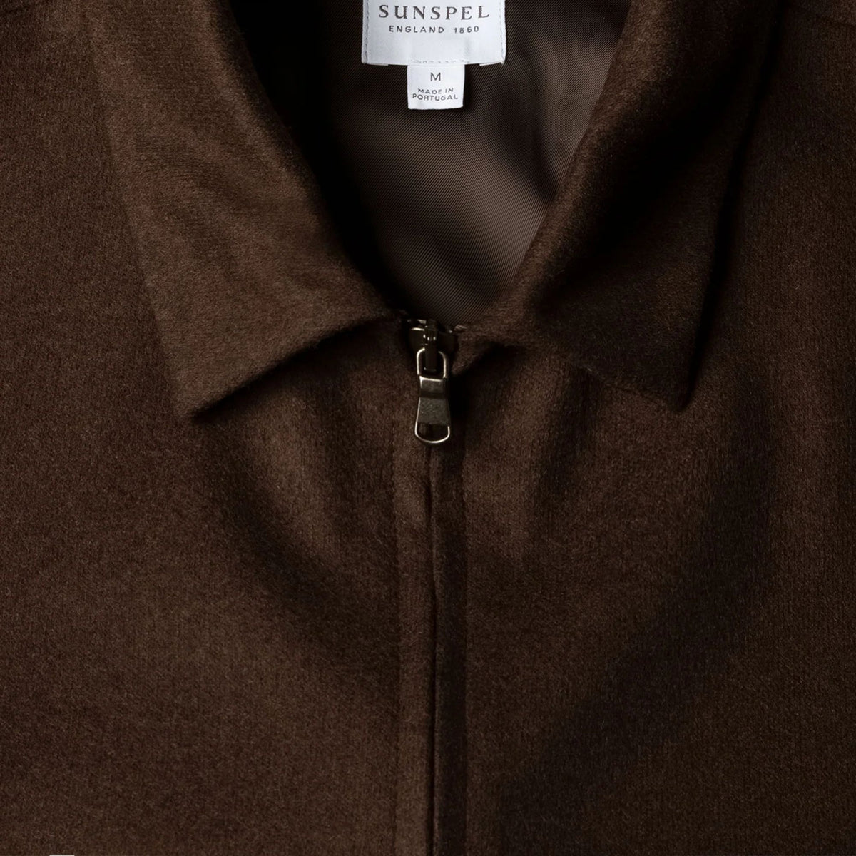 Sunspel Boiled Wool Zip Jacket - Truffle