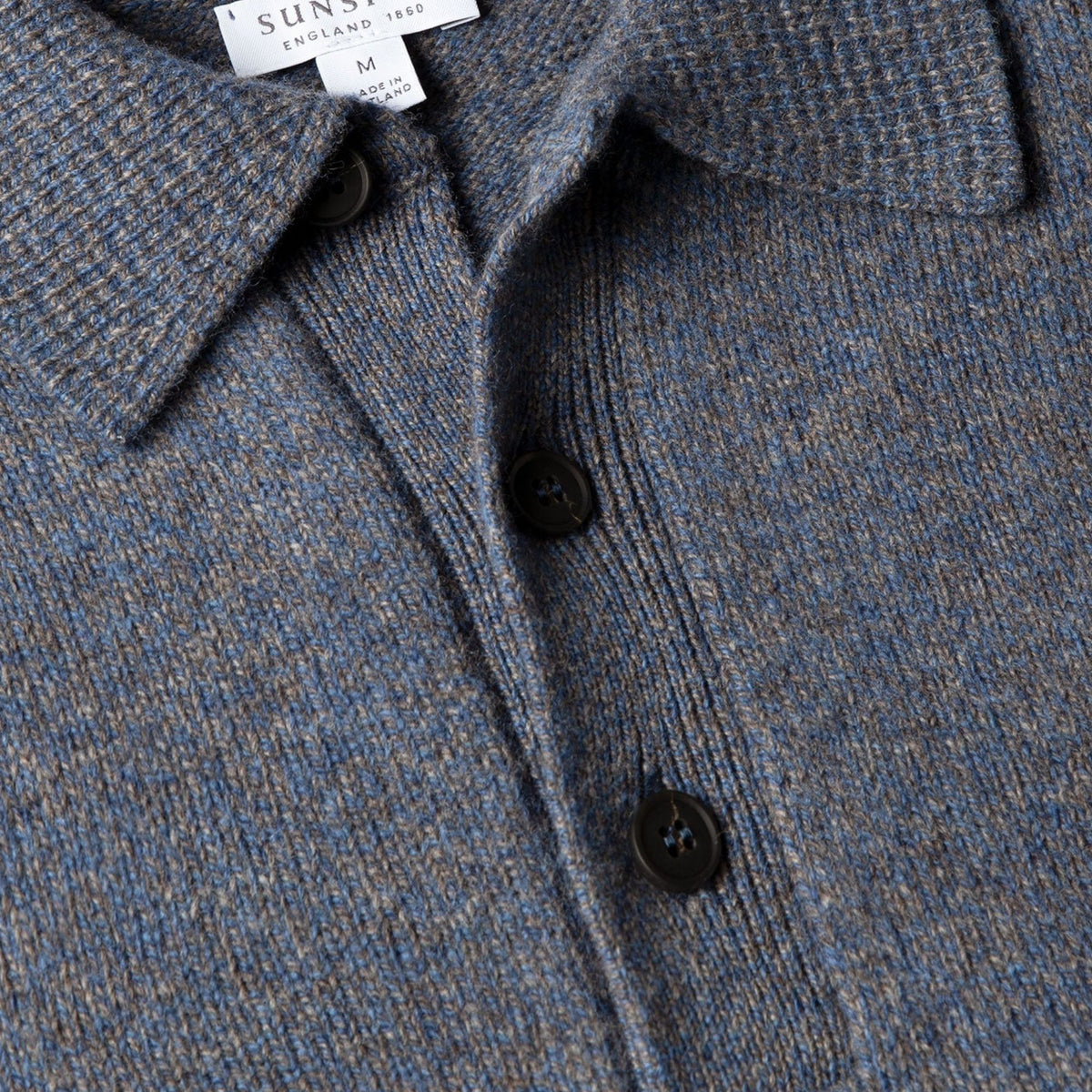 Sunspel Lambswool Polo Shirt - Denim Twist