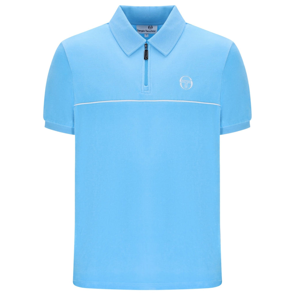 Sergio Tacchini Cardona Velour Zip Polo Shirt - Baltic Sea