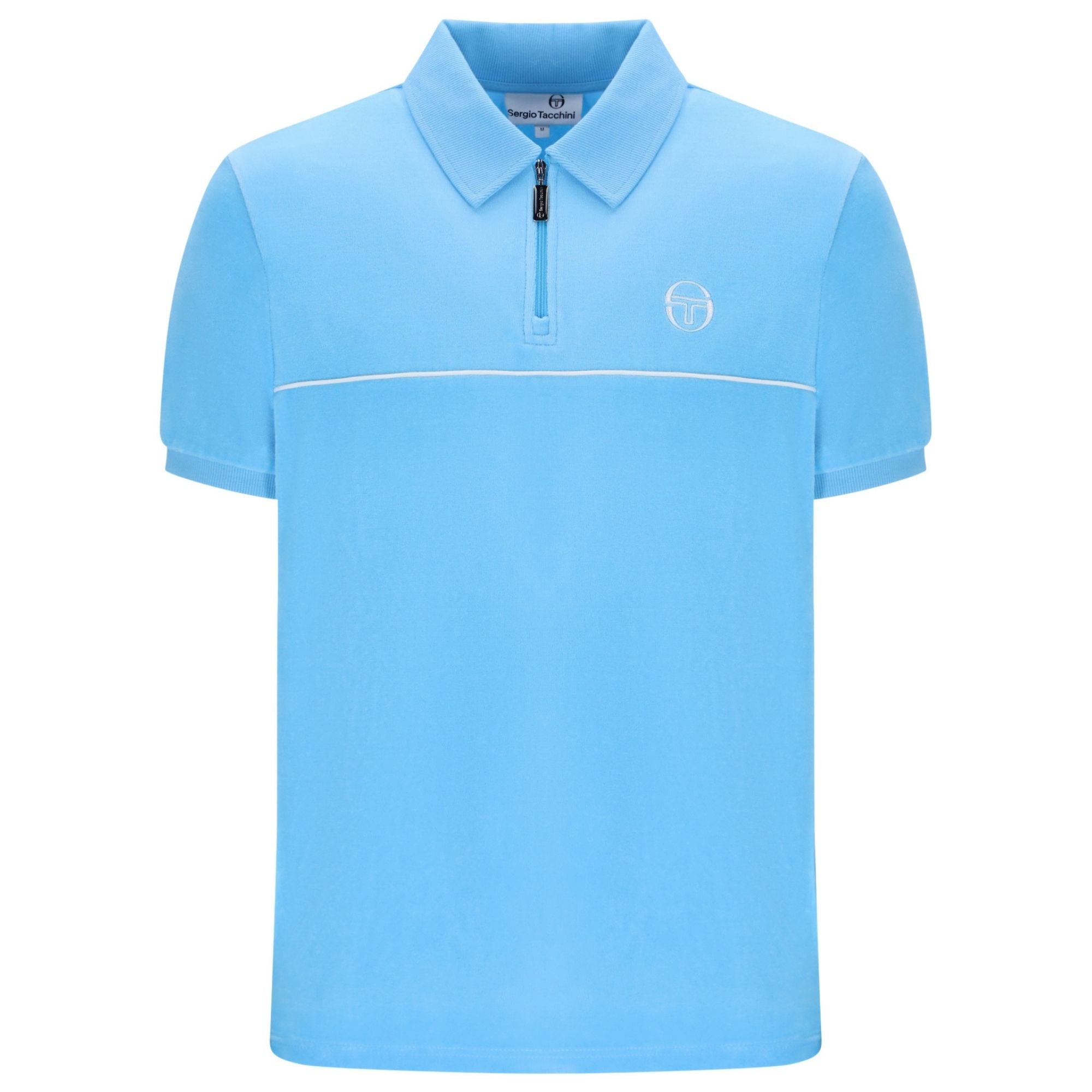 Sergio Tacchini Cardona Velour Zip Polo Shirt - Baltic Sea