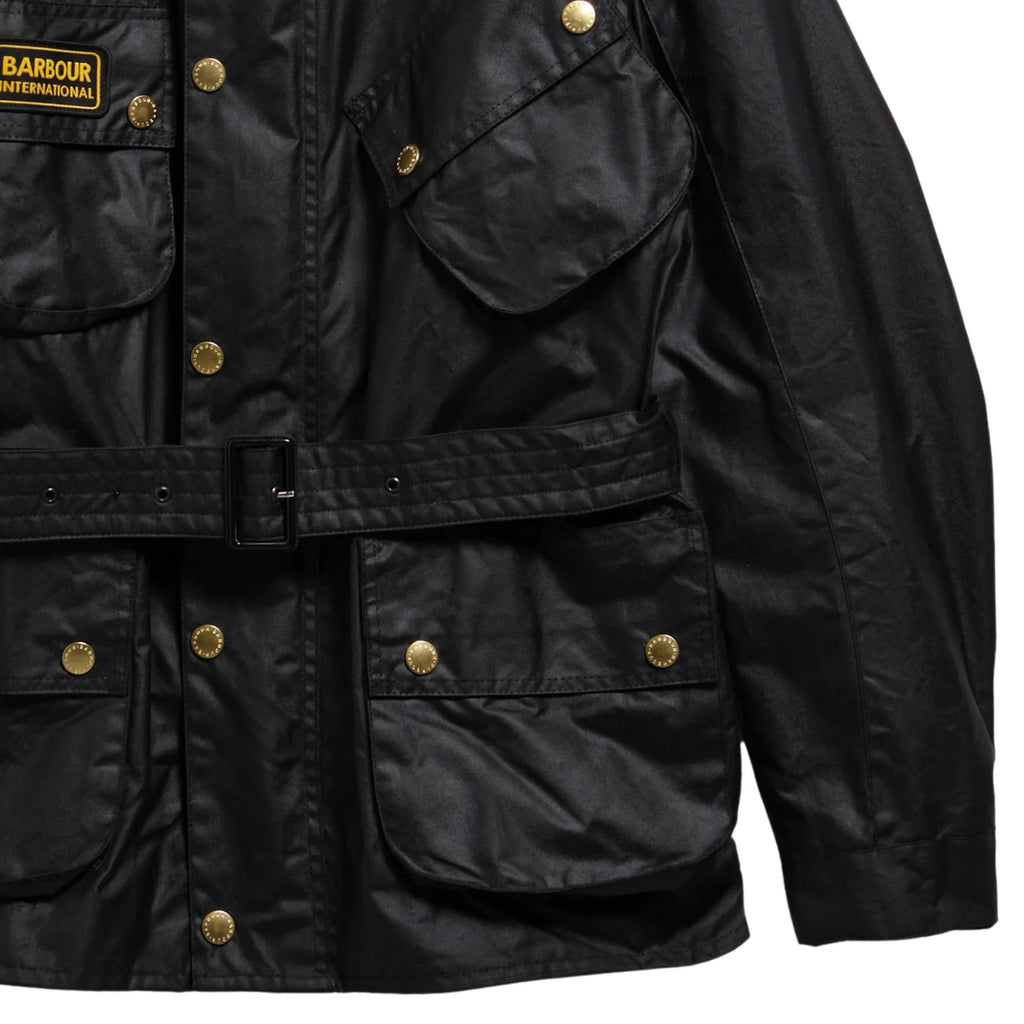 Barbour International Union Jack Wax Jacket - Black