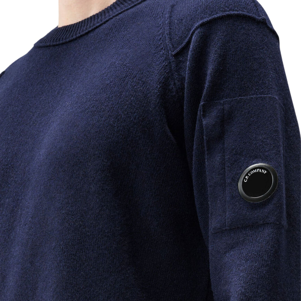 C.P Company Lambswool Lens Crewneck Sweater - Total Eclipse
