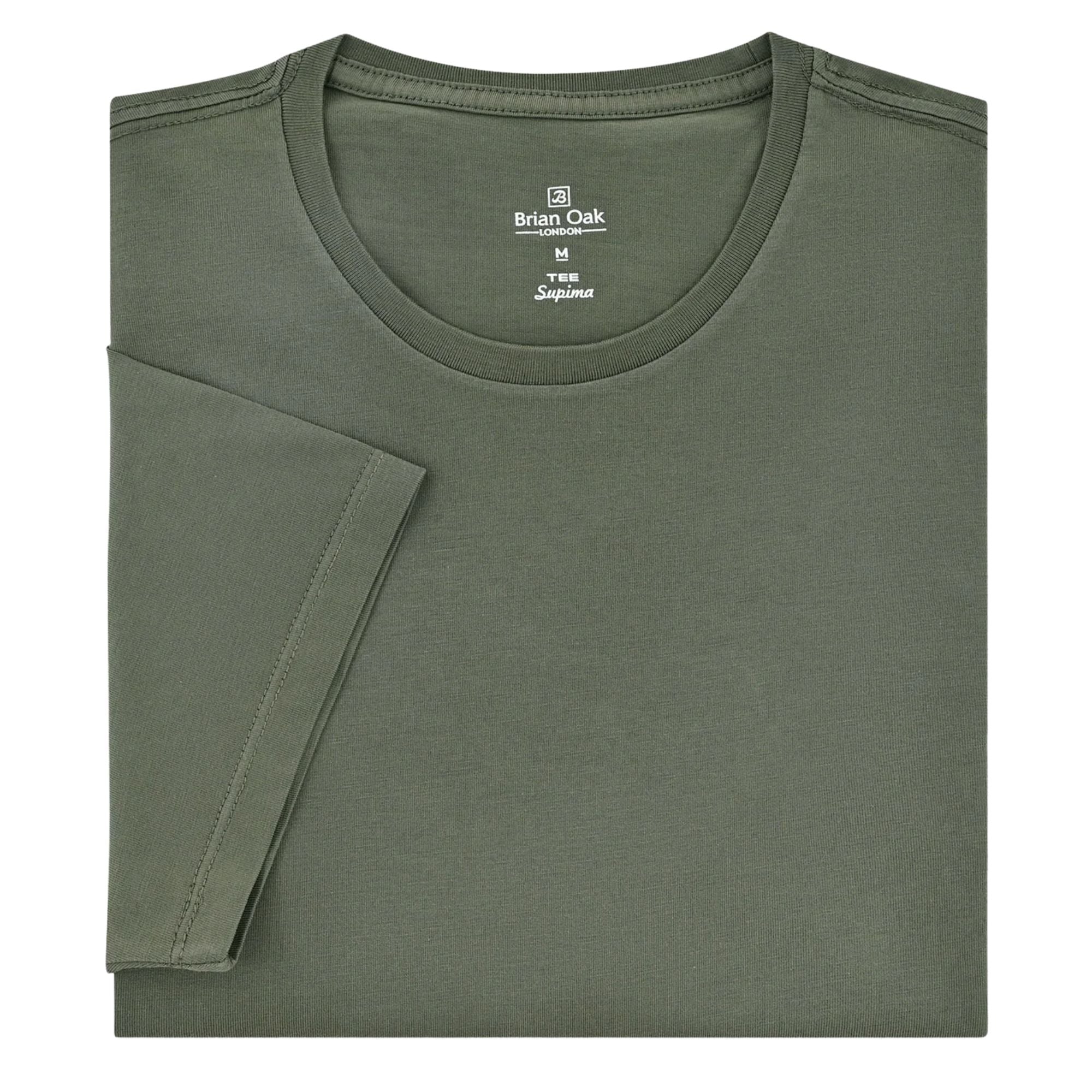 Stuarts London Brian Oak Pure Supima Cotton T-Shirt - Olive