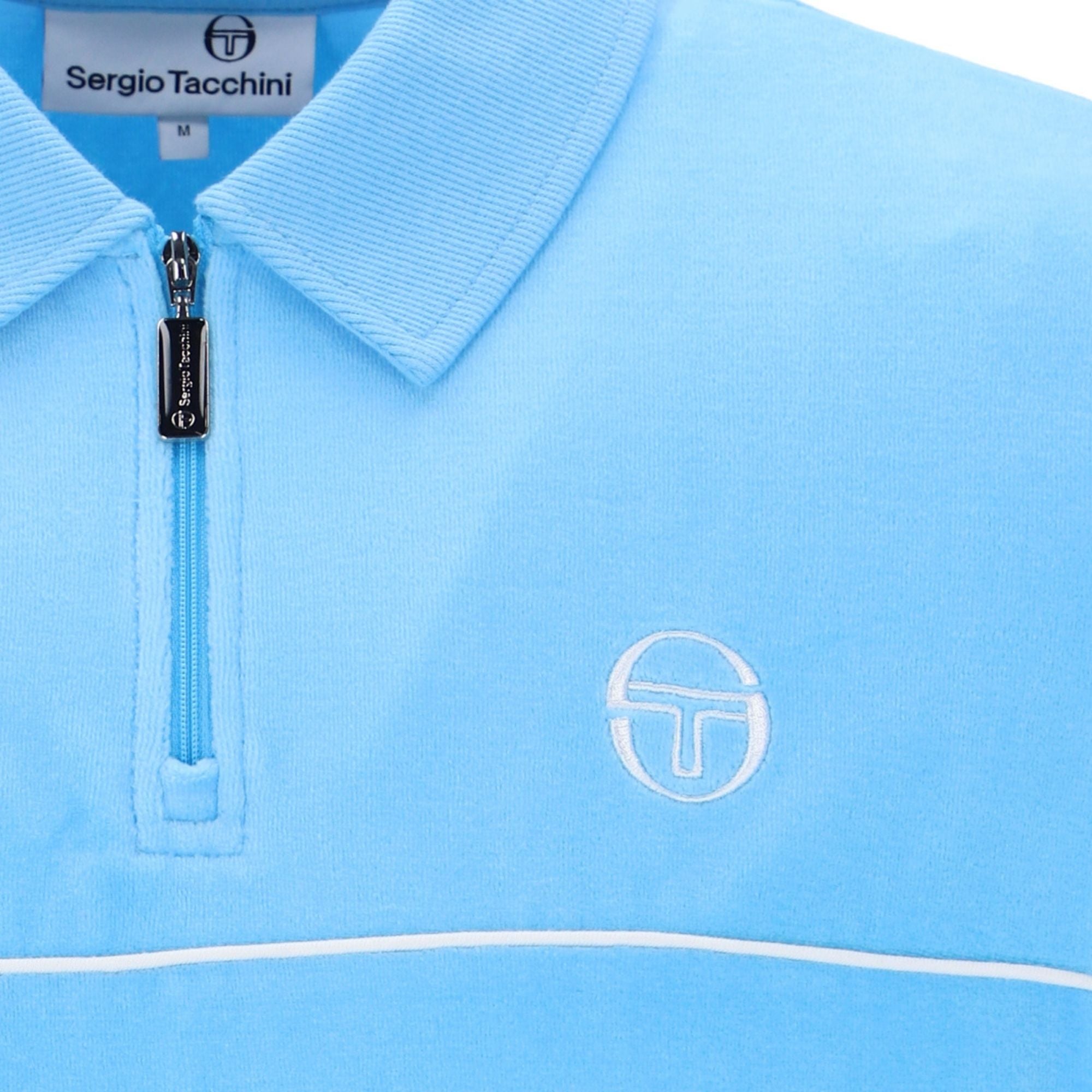 Sergio Tacchini Cardona Velour Zip Polo Shirt - Baltic Sea