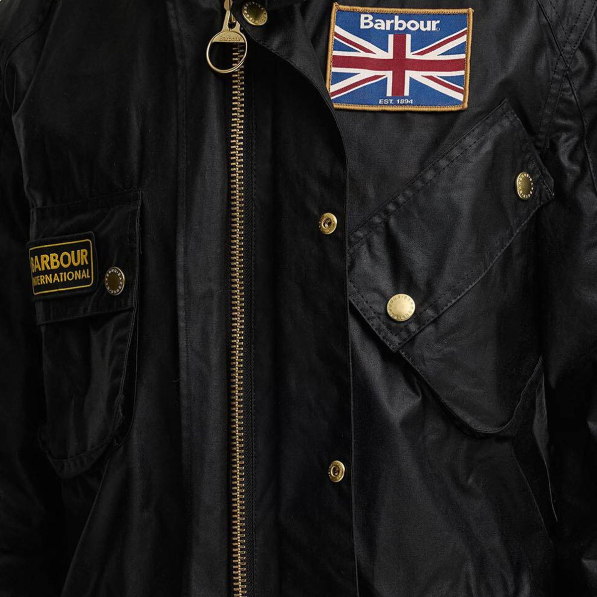 Barbour International Union Jack Wax Jacket - Black