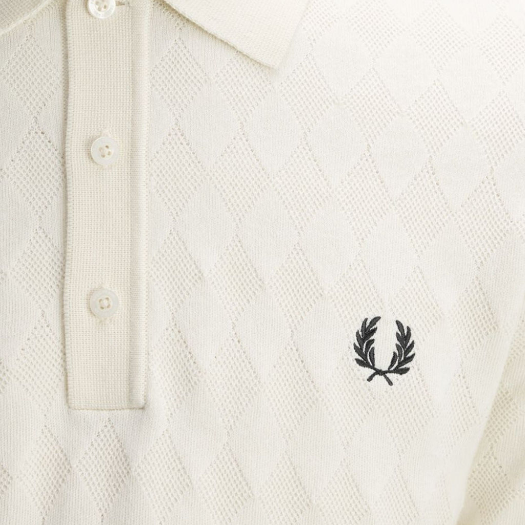 Fred Perry Pointelle Knitted Shirt - Ecru