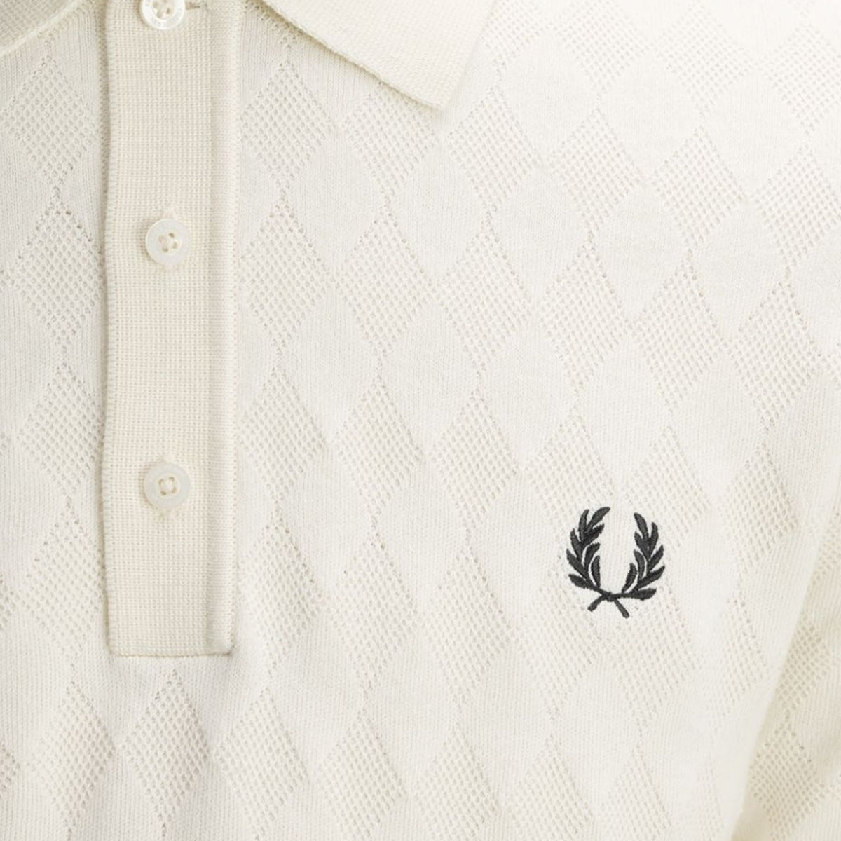 Fred Perry Pointelle Knitted Shirt - Ecru