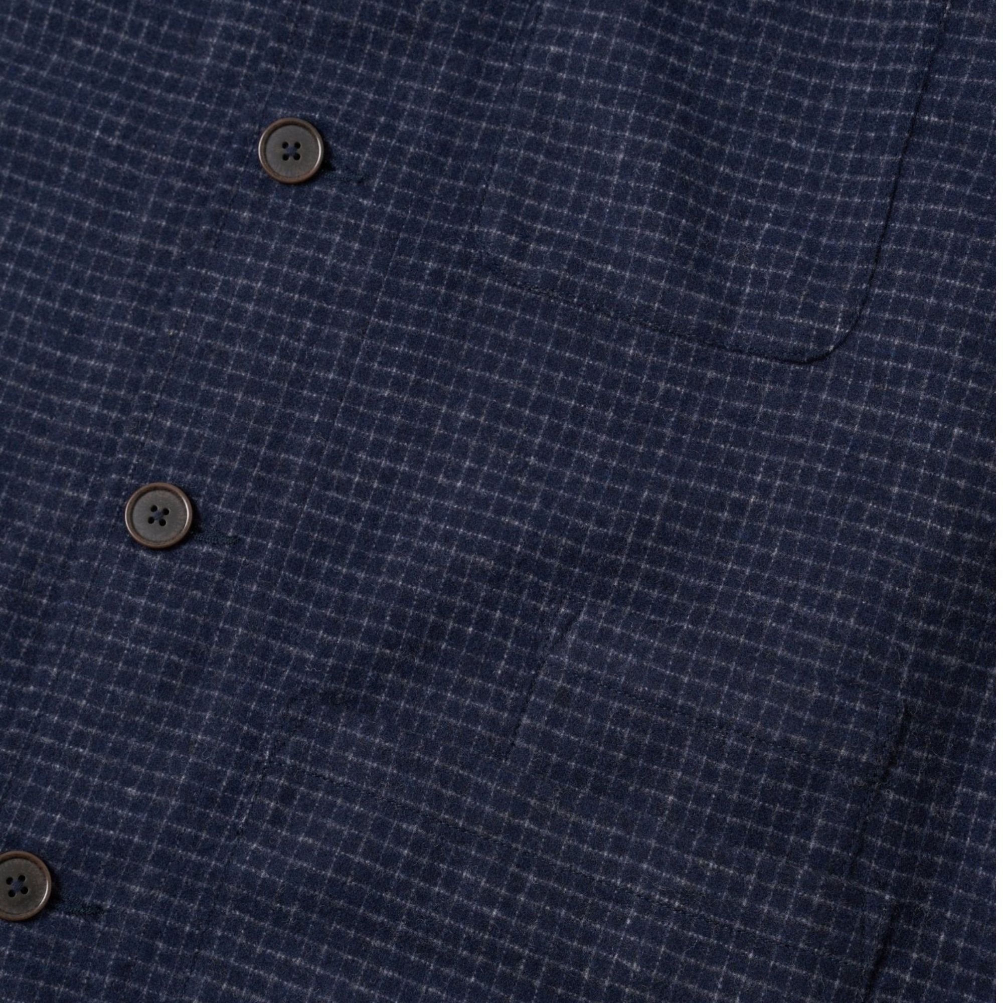 Universal Works Bobby Wool Mix Bakers Overshirt - Navy Check