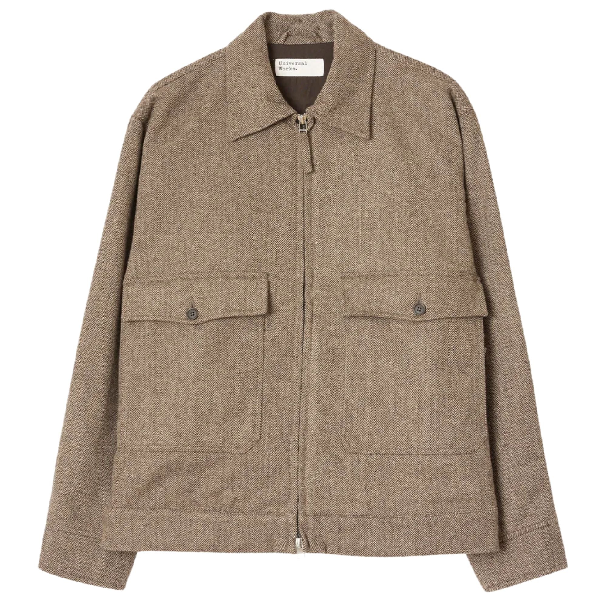 Universal Works Wool Herringbone E130 Jacket - Brown