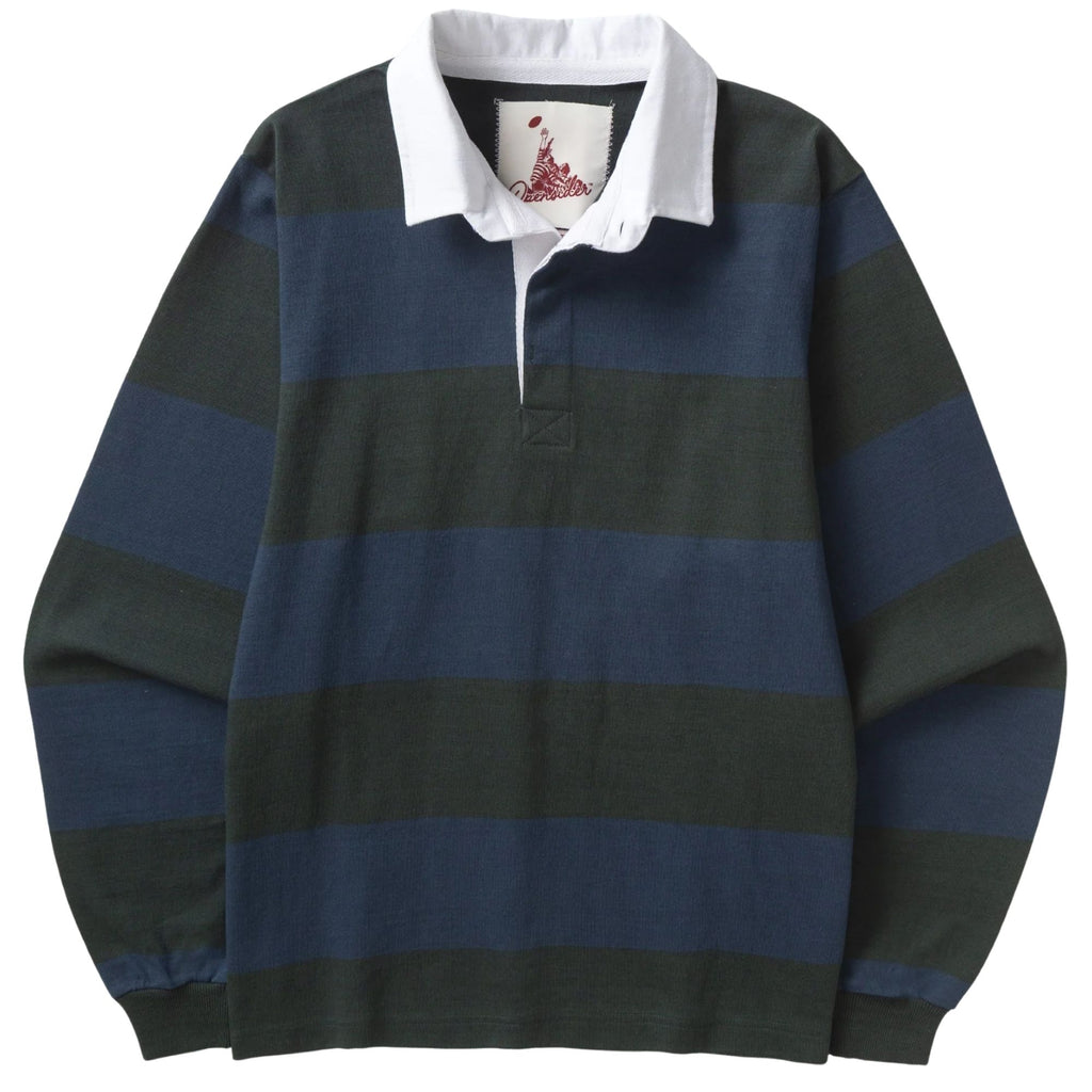 Opensider Classic Rugby Shirt - Blue/Green Wide-Stripe
