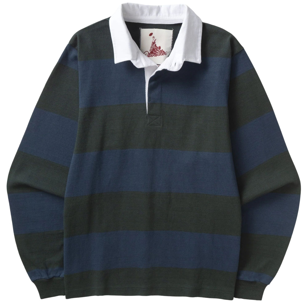 Opensider Classic Rugby Shirt - Blue/Green Wide-Stripe