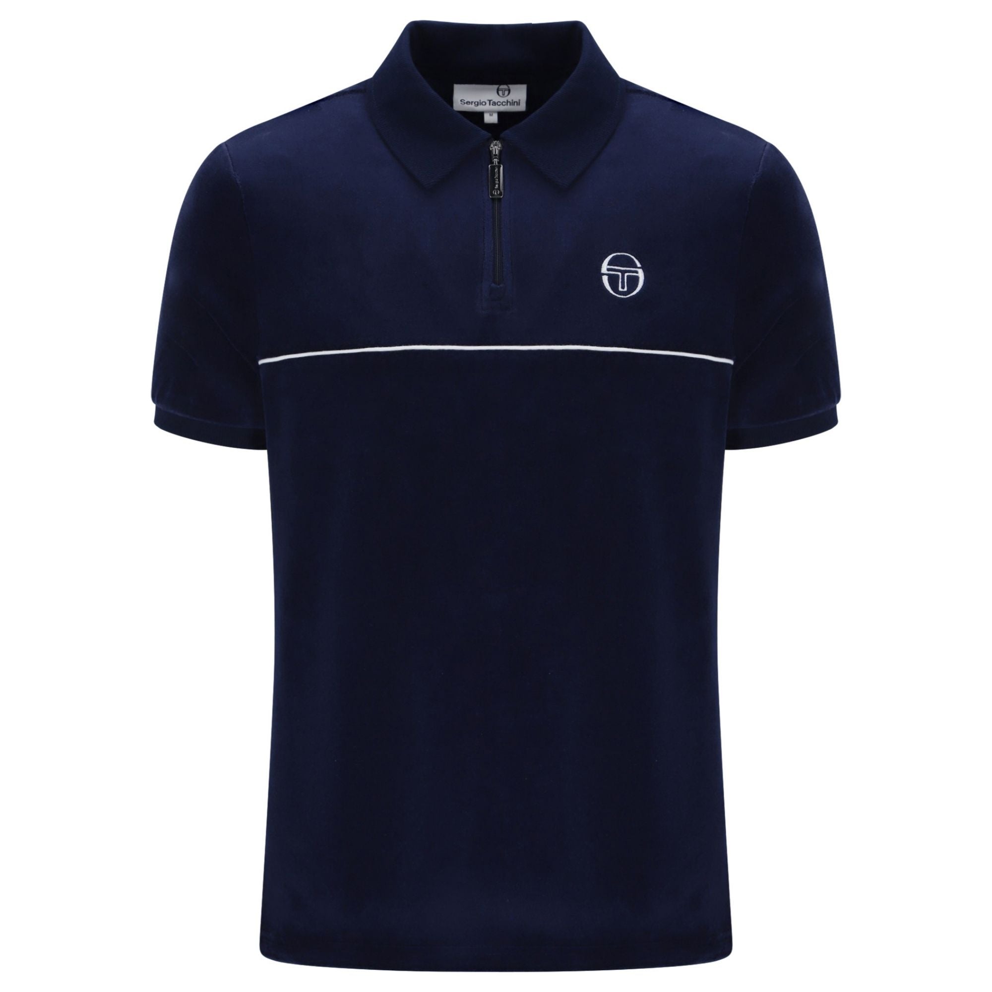 Sergio Tacchini Cardona Velour Zip Polo Shirt - Maritime Blue