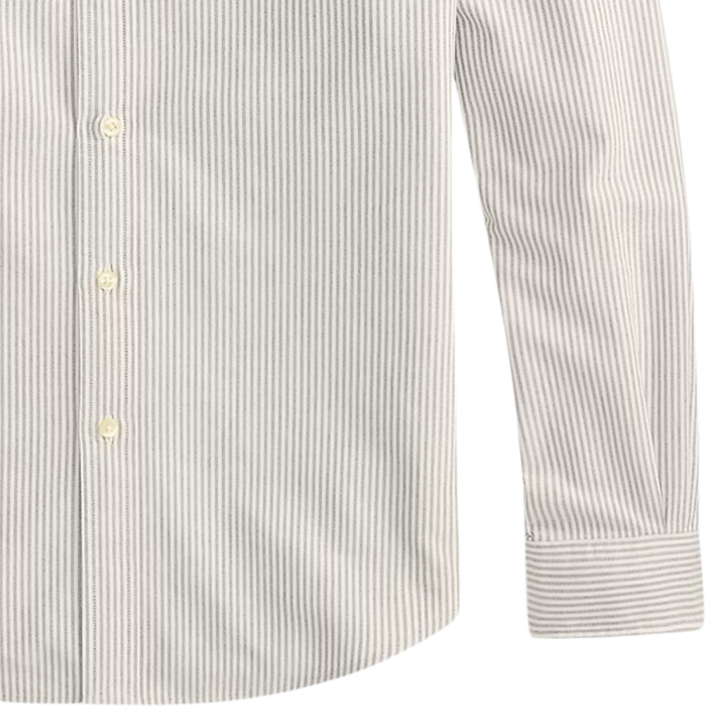 Polo Ralph Lauren Custom Fit Striped Oxford Shirt - Nutmeg Brown/White