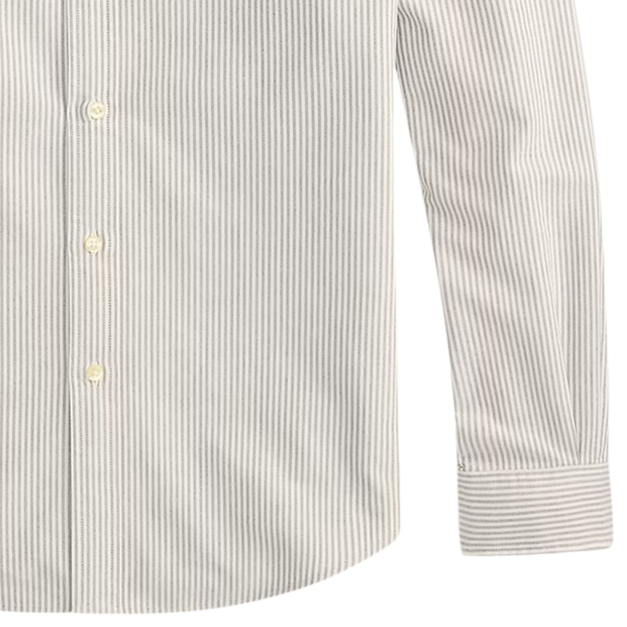Polo Ralph Lauren Custom Fit Striped Oxford Shirt - Nutmeg Brown/White