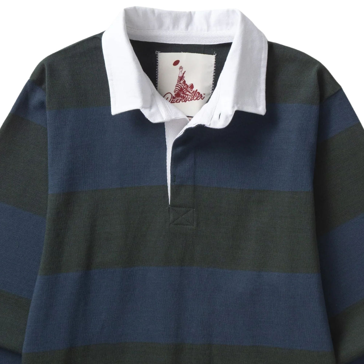 Opensider Classic Rugby Shirt - Blue/Green Wide-Stripe
