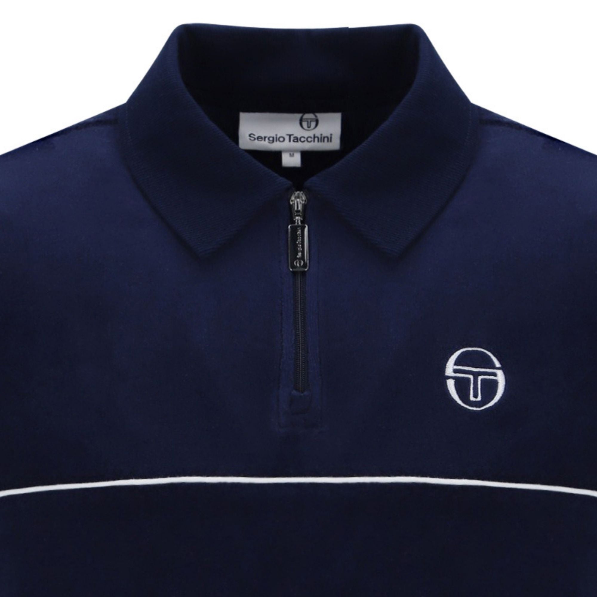 Sergio Tacchini Cardona Velour Zip Polo Shirt - Maritime Blue
