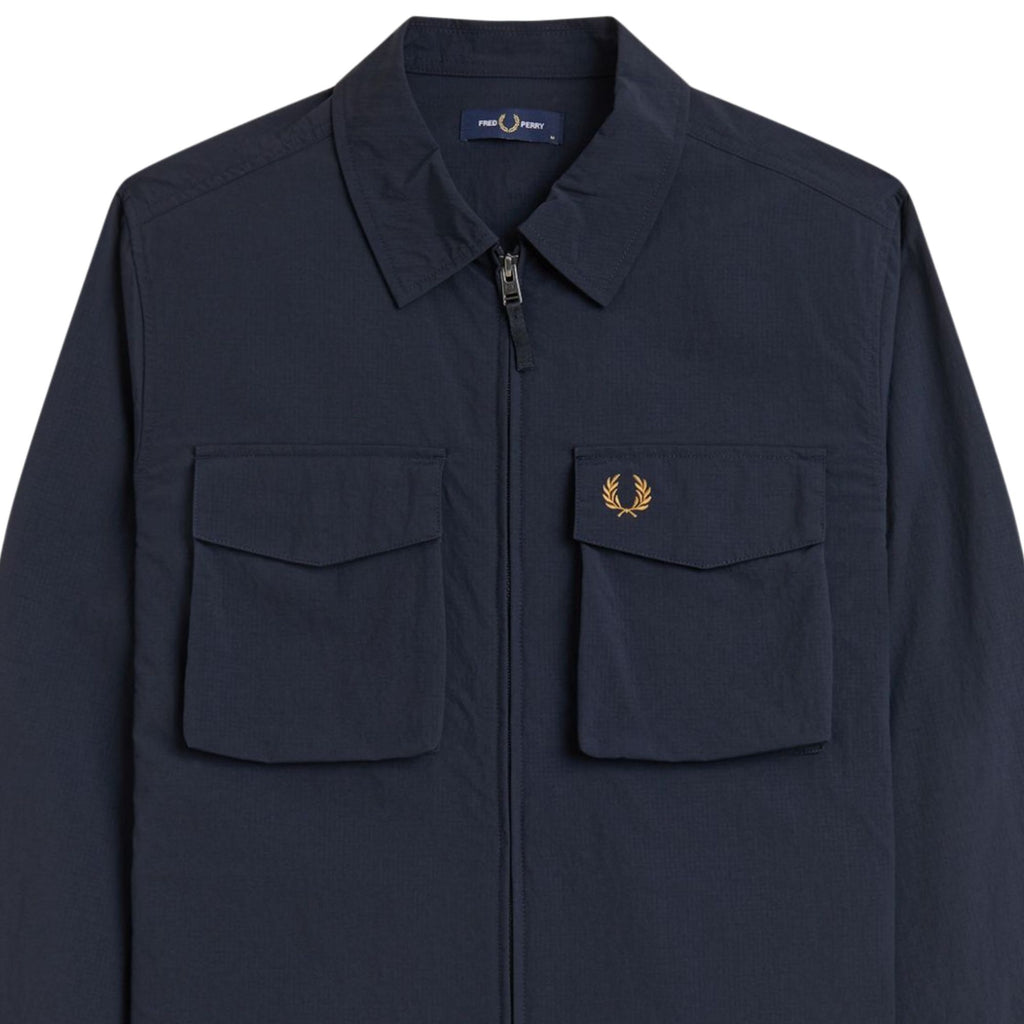 Fred Perry Ripstop Zip-Through Overshirt - Navy