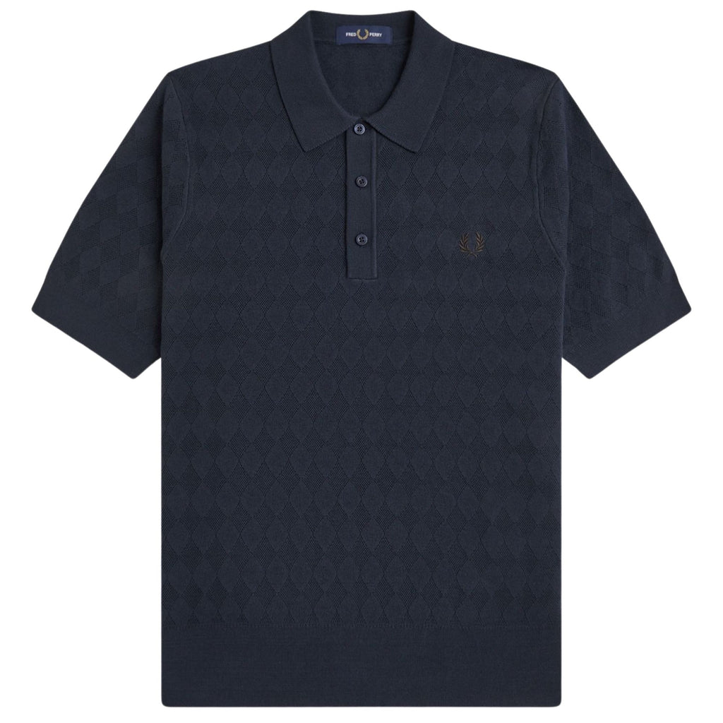 Fred Perry Pointelle Knitted Shirt - Navy