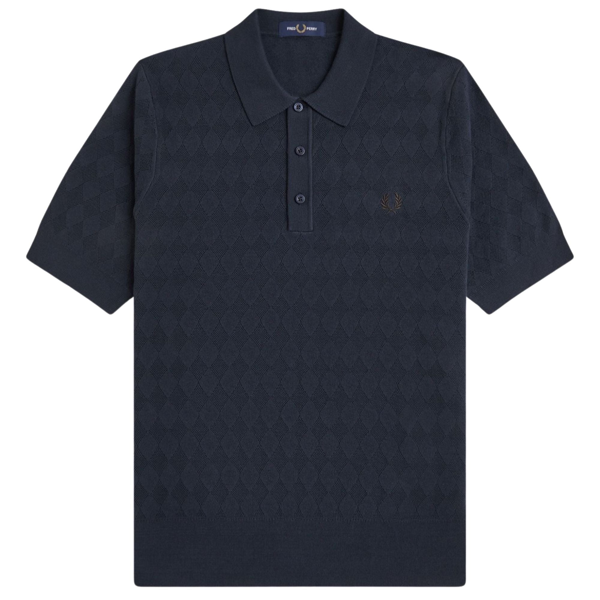 Fred Perry Pointelle Knitted Shirt - Navy