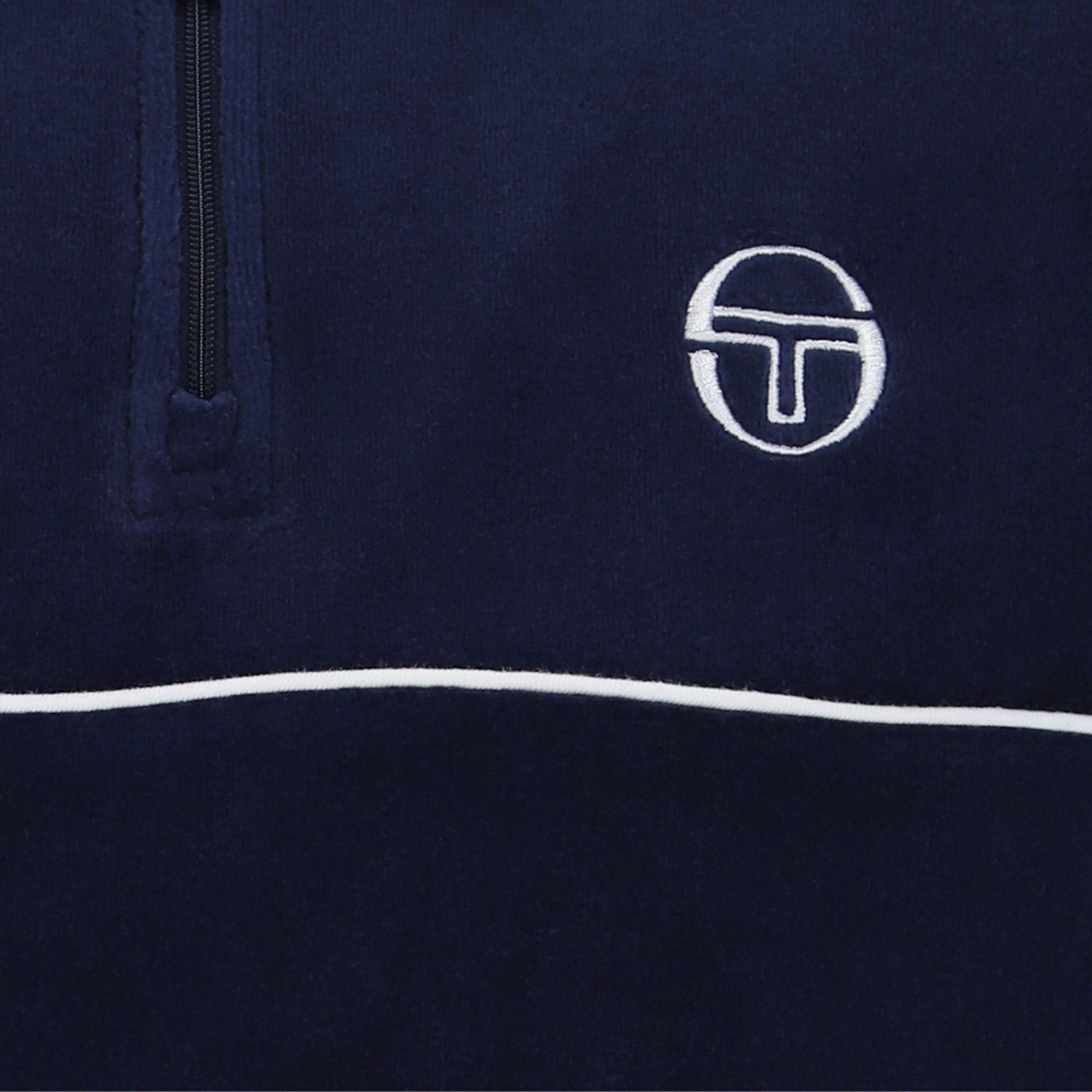 Sergio Tacchini Cardona Velour Zip Polo Shirt - Maritime Blue