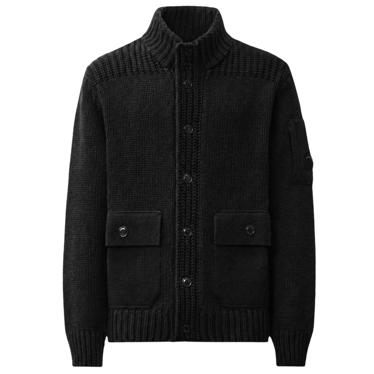 C.P Company Lambswool Lens Button Sweater - Black