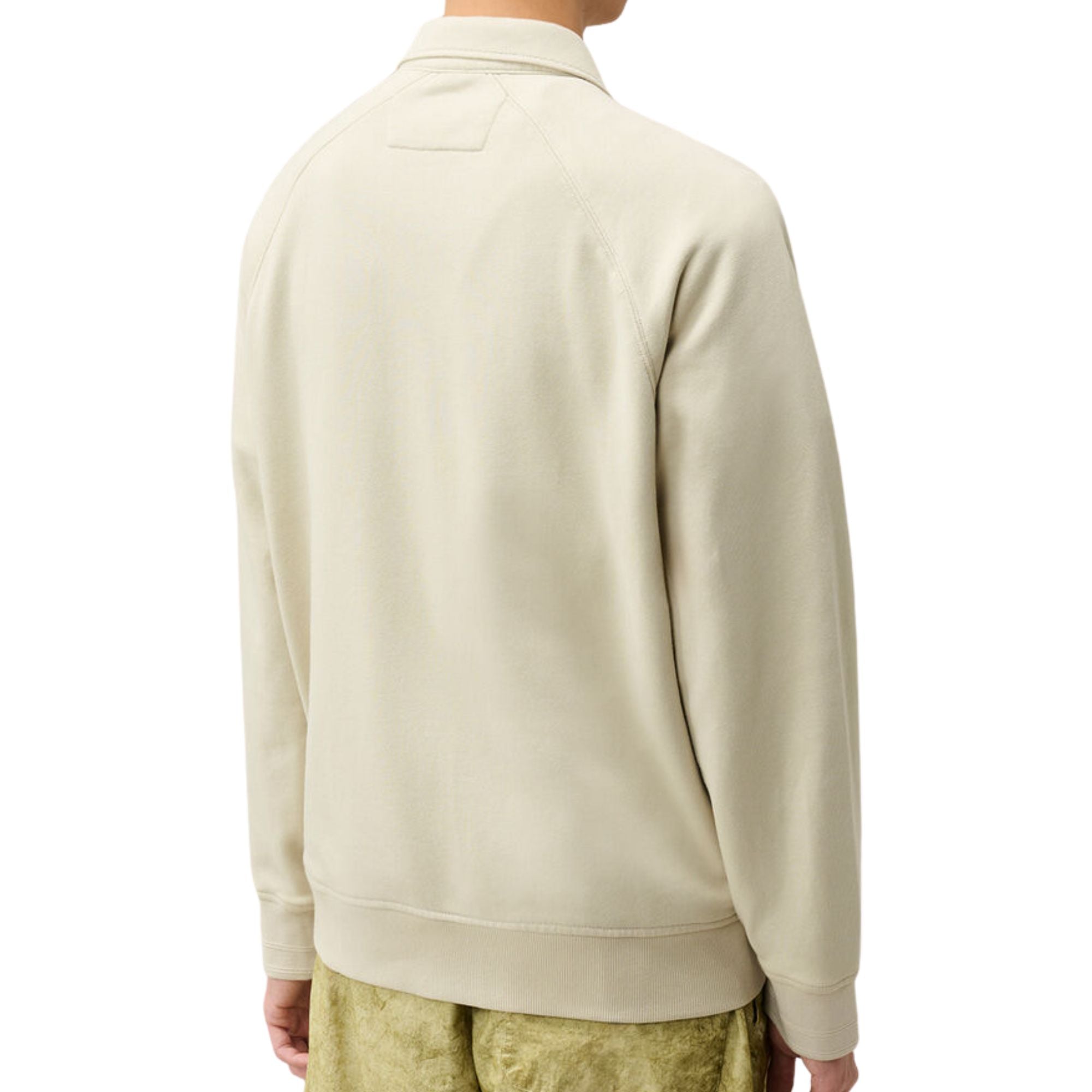 C.P Company Diagonal Raised Fleece Polo Zip Sweatshirt - Silver Birch