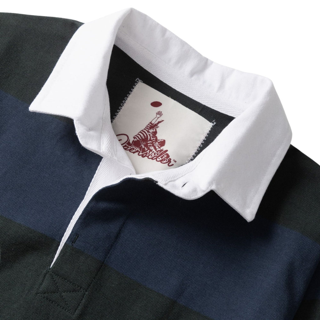 Opensider Classic Rugby Shirt - Blue/Green Wide-Stripe
