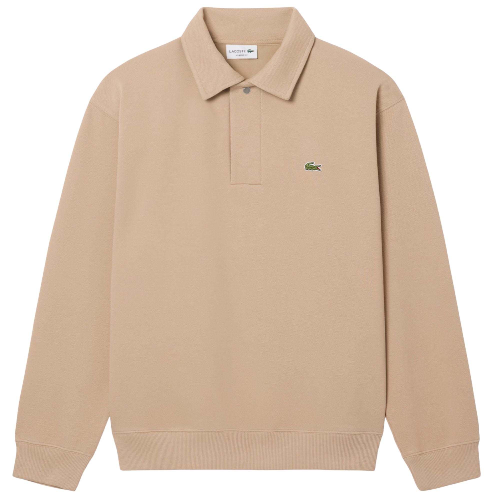 Lacoste Polo Collar Piqué Sweatshirt - Beige